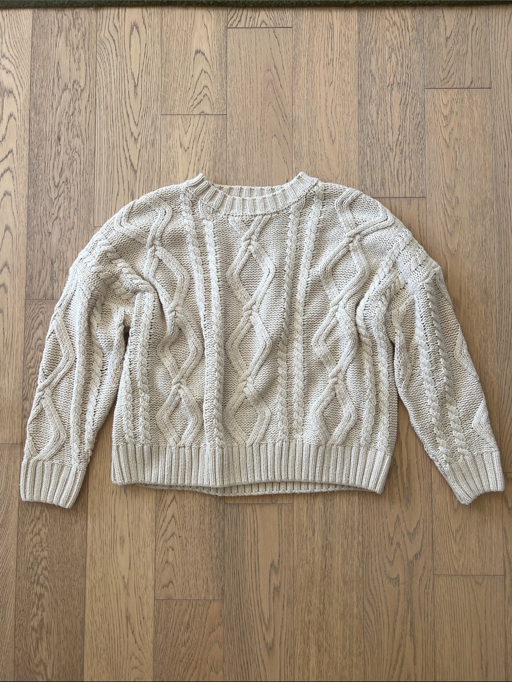 Princess Polly Cable Knit Crewneck Sweater - Cream
